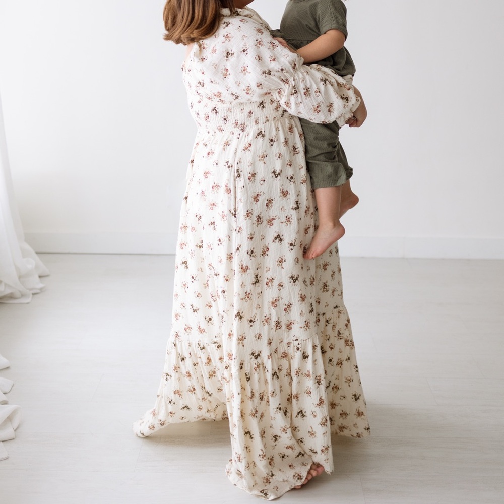 Worth Collective Emerson Maxi Dress with Long Sleeves in Ivory